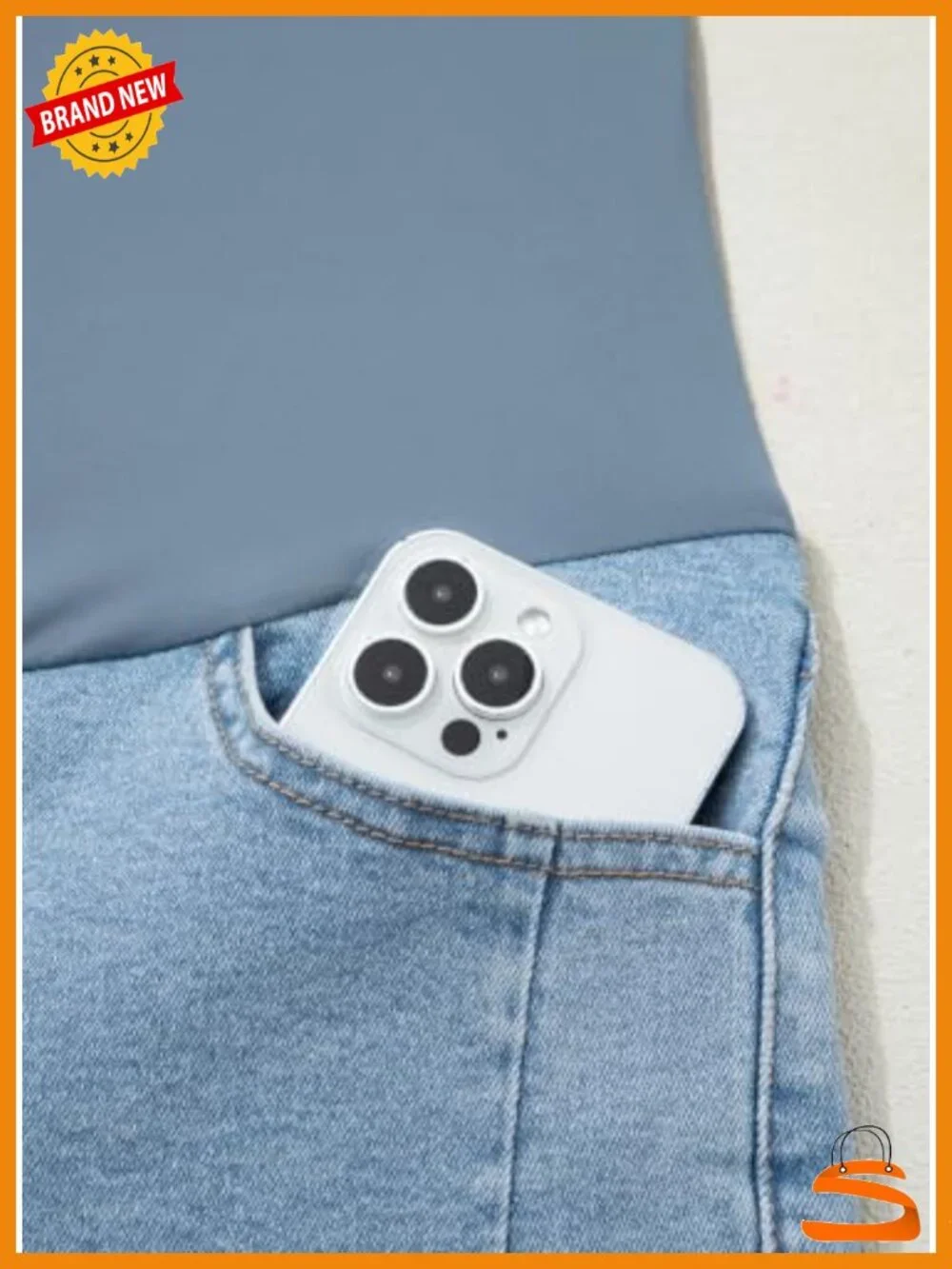Over The Belly Straight Leg Maternity Jeans with Pockets